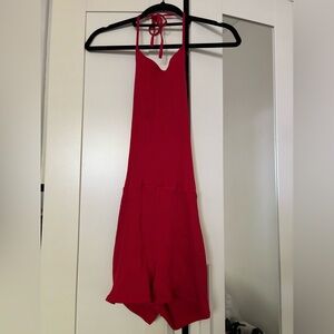 Red Zara Halter Top Romper